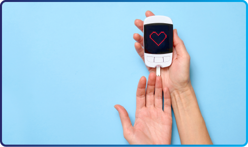 woman using glucometer