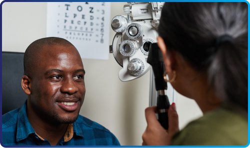 Man getting his eyes examined