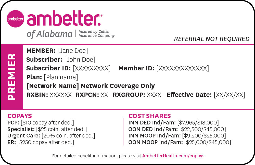 Ambetter of Alabama Premier Member ID Card