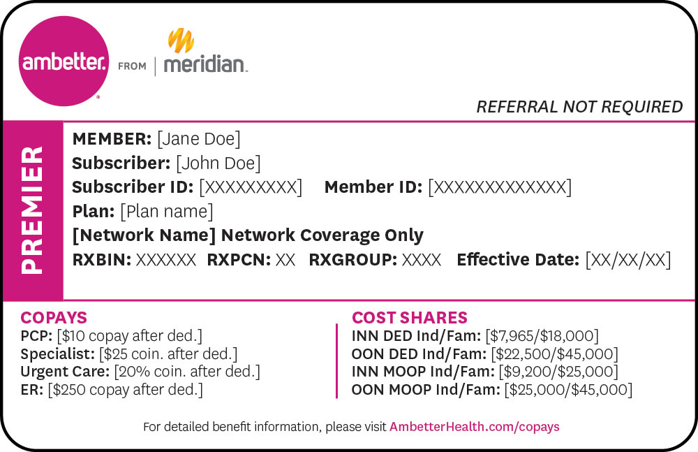 Sample Member ID Card for Ambetter Michigan