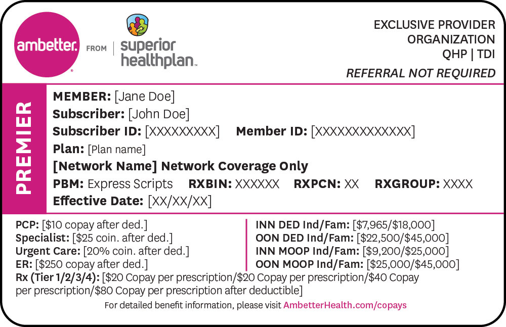 Ambetter from Superior HealthPlan Premier member ID
