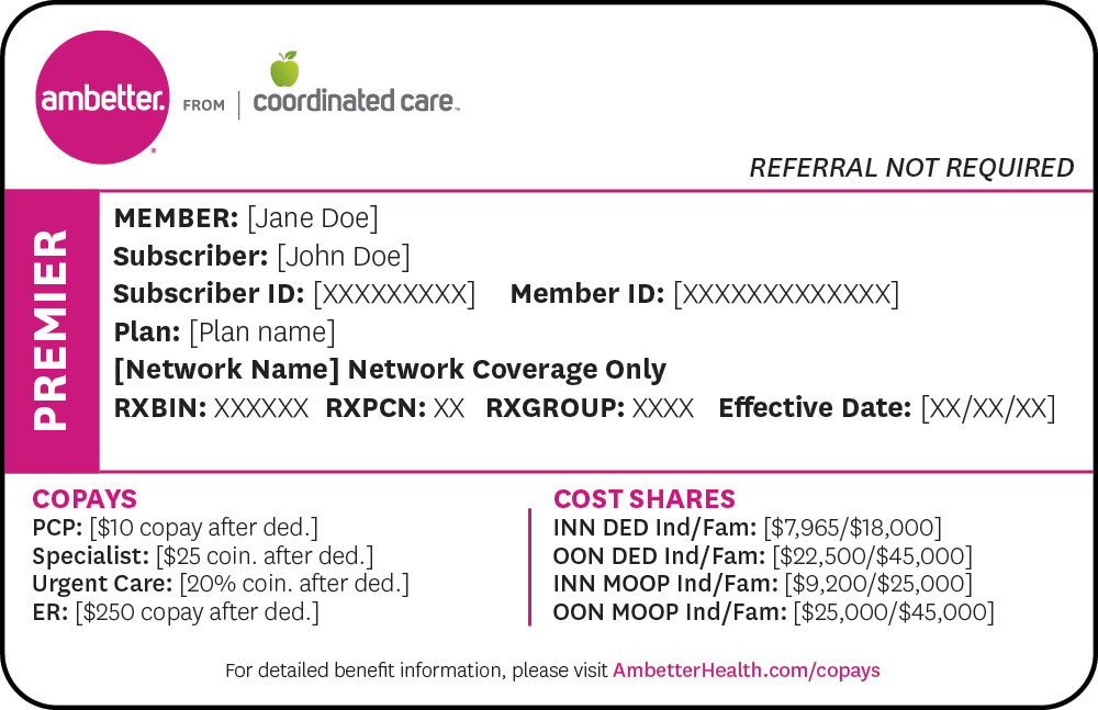 Ambetter from Coordinated Care Premier member ID