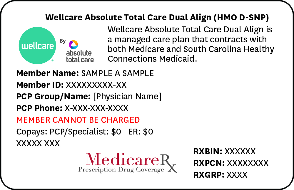Wellcare By Absolute Total Care Health Plan member ID card