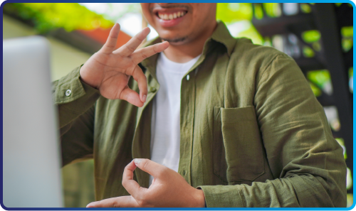 Man using sign language